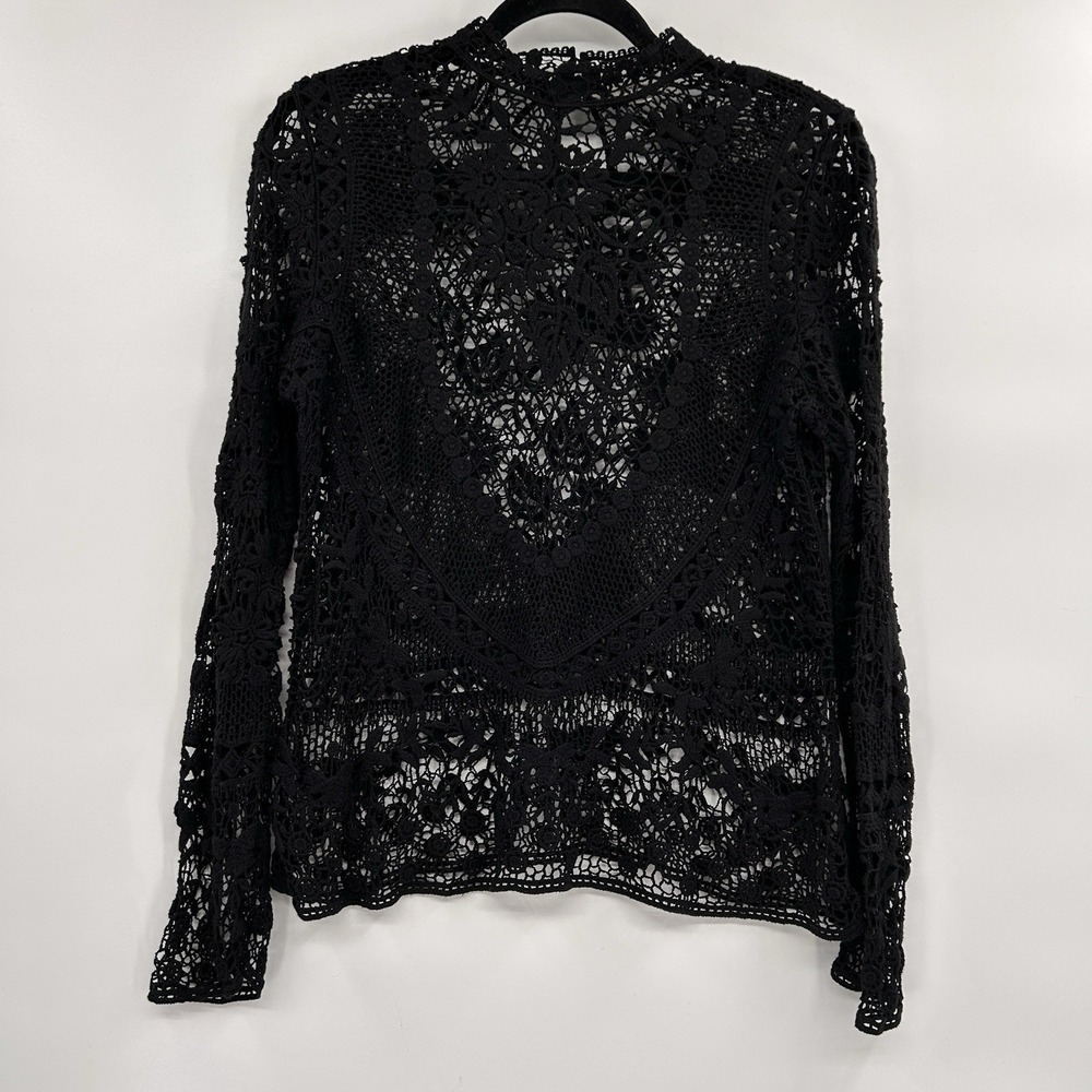 Ultra Pink Womens Open Crochet Whimsigoth Fairy Grunge Top Size‎ M Black Gothic